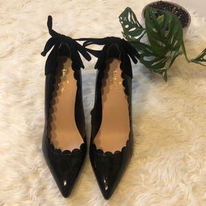 Kate Spade Emana Scalloped Black Patent Leather Pumps